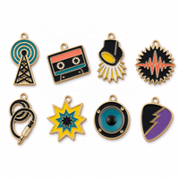 Breloques en émail souple rétro sur le thème de la musique, en alliage de zinc, en forme de cassette, guitare, microphone, pour sacs et bijoux, personnalisables, vente en gros