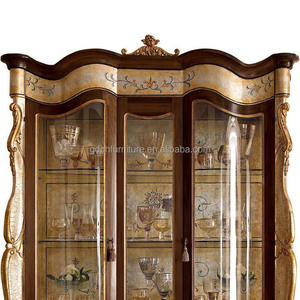 European Wine <b>Cabinet</b> <b>Living</b> <b>Room</b> Furniture Glass Doors <b>Tall</b> 3 166 Solid Wood Carving Wine <b>Cabinet</b> - Product Image 5
