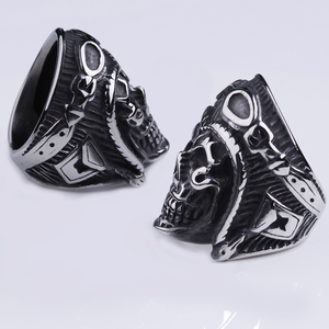 Custom Punk Stainless Steel Retro Air Pilot <strong>Skull</strong> <strong>Rings</strong> for Men - Product Image 6