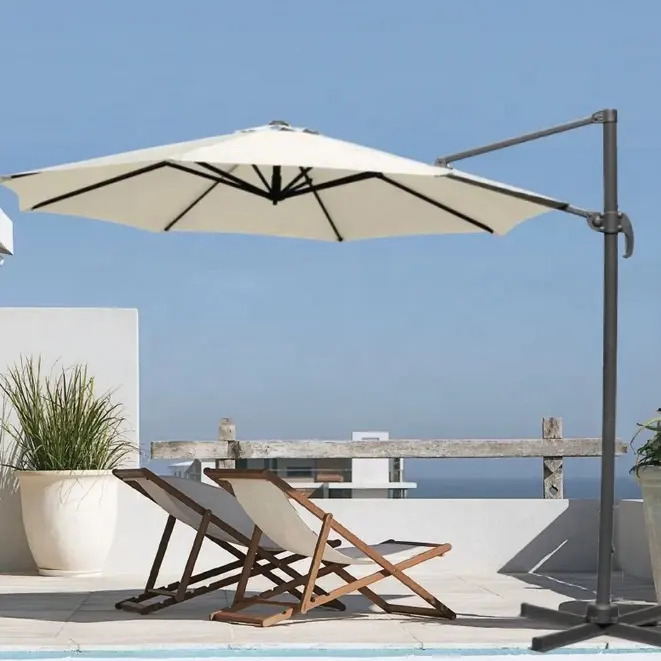 Parapluie romain d'extérieur moderne Roma Parasol avec design élégant pour l'ombrage du jardin pour le soleil, le patio et les meubles de parc