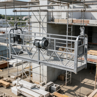 Échafaudage électrique en alliage d'aluminium, nacelle de travail électrique avec verrou de sécurité, plancher antidérapant pour le nettoyage des façades en hauteur