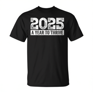 Maglietta promozionale unisex nera 2025 A Year To Thrive - Product Image 2