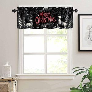Cortina Corta Decorativa para Ventana con Diseño Navideño de Renos y Pinos, Adorno para <span class=keywords><strong>Cocina</strong></span>, Decoración del Hogar, Personalizable - Product Image 2