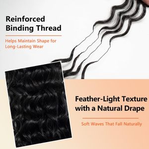 Extensions de cheveux humains au crochet effet plume pour femmes noires, boucles ondulées, style polyvalent, <span class=keywords><strong>noir</strong></span> naturel, pour tresses - Product Image 2