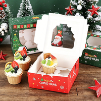 Boîte à cupcakes de Noël 4 emplacements 6 trous avec séparateurs et transparente pour cadeaux, fêtes, desserts, muffins, pâtisseries