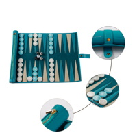 PinkStore Set Backgammon Gulung Buatan Tangan dengan Permukaan Lembut, Permainan Papan Portabel Ramah Perjalanan dengan Bidak Catur 30mm