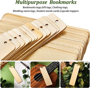 Marcapáginas de madera para manualidades personalizadas, sin terminar, forma rectangular, en blanco, <span class=keywords><strong>con</strong></span> agujeros y cuerdas - Product Image 5
