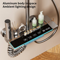 Nouveau design 2025 – Système de douche cascade LED noir avec robinetterie thermostatique et jets de pluie, massage doux, garantie 5 ans pour salle de bain