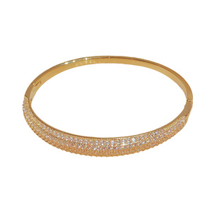 Micro Inlaid Zircon <b>Bangle</b> Zinc Alloy Gold <b>Silver</b> Women's Jewelry Gift Circular Ring Claw Setting Fashion <b>Bracelet</b> - Product Image 5