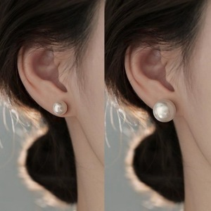 Boucles d'oreilles clous imitation perle style rétro français 8 mm, bijoux tendance pour femme, cadeau - Product Image 1