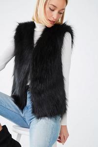 Y <span class=keywords><strong>nero</strong></span> invernale <span class=keywords><strong>nero</strong></span> con tasche senza maniche senza taglio aperto fodera in raso anteriore <span class=keywords><strong>gilet</strong></span> in <span class=keywords><strong>pelliccia</strong></span> sintetica - Product Image 2