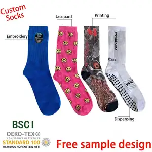 Calzini da basket e da calcio con DESIGN gratuito OEM calzini in cotone da uomo con logo personalizzato calzini personalizzati ricamo e stampa e antiscivolo
