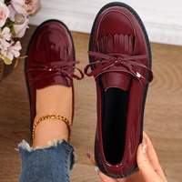 Mocassins grande taille style britannique pour femme, nouvelle collection printemps/automne 2024, chaussures décontractées Mary Jane à nœud en polyuréthane