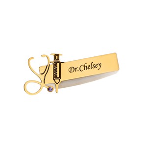 Broche de estetoscopio dental de marca con pedido mínimo de una unidad, personalizado <span class=keywords><strong>DIY</strong></span> con letras en inglés grabadas, nombre, chapado en acero inoxidable - Product Image 5