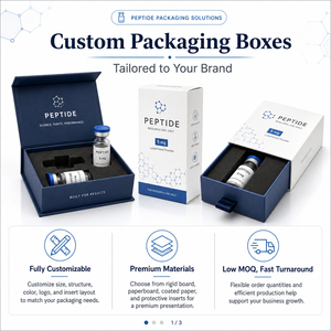Boîte en carton rigide de luxe avec fermeture magnétique et logo personnalisé, en forme de livre, pour l'emballage de flacons de peptides - Product Image 4