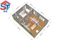 Casa Contenedor Plegable 3 en 1 de Ensamblaje Rápido y Expandible de 40 Pies con Panel Sándwich, Diseño Moderno para Uso Hotelero y Familiar