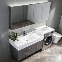 Meuble de salle de bain et lavabo intégrés, vasque intégrée sans joint en céramique de pierre frittée
