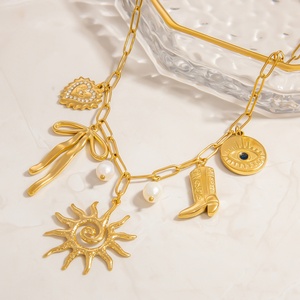 Collar de cadena de lujo de alta gama chapado en oro de 18 quilates de acero inoxidable con colgante de moda y joyería estilo Ins - Product Image 1