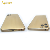 Boîtier de remplacement personnalisé de luxe plaqué or 24 carats avec verre doré pour iPhone 12 Pro