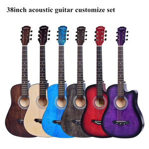Guitare acoustique semi-électrique en bois de tilleul de 38 pouces, kit de guitare personnalisé pas cher en gros avec barre de tension, provenant d'une usine de guitares chinoise - Product Image 2