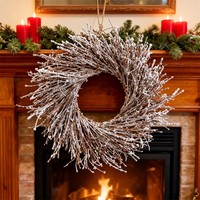 Couronne de Noël naturelle tressée à la main en branches séchées pour B&B, décoration douce, toile de fond photo, fête de fin d'année