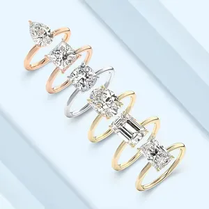 Starsgem joyería fina personalizada 14K oro GRA VVS diamante boda anillo mujer compromiso Moissanite anillo para mujer