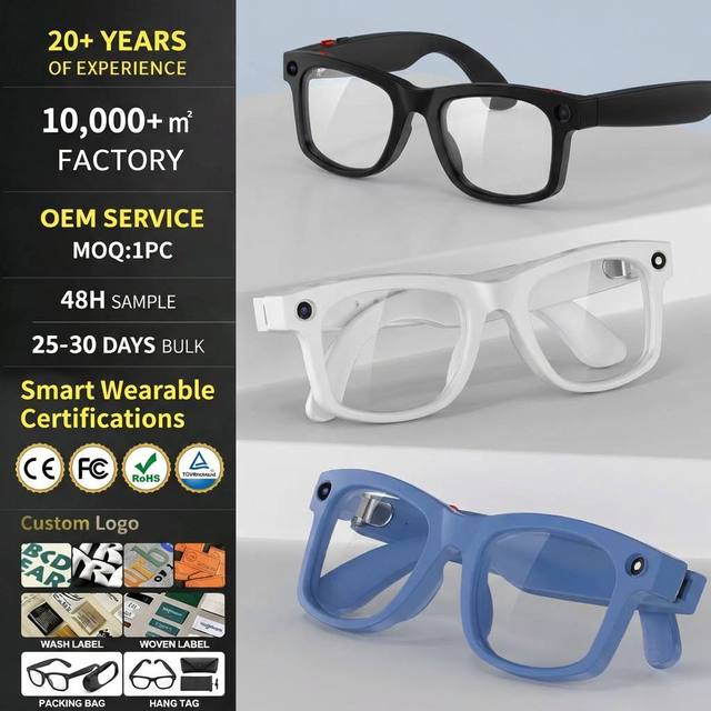 Smart Glasses Meta 500MP with Video & Photo Recording AI Translation Touch-Sensitive Control PC Frame for Call