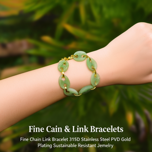สร้อยข้อมือแบบโซ่เส้นเล็ก สแตนเลสสตีล 316L ชุบทอง PVD ทนทาน เป็นมิตรต่อสิ่งแวดล้อม - Product Image 3