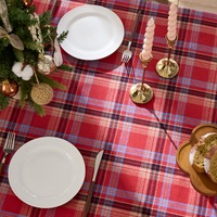 Nappe de Noël rayée en polyester tissé teint en fil, rectangulaire, lavable, réutilisable, anti-poussière, pour la maison, les fêtes et les banquets