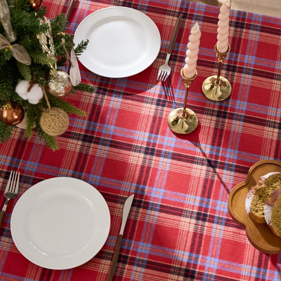 Christmas Striped Tablecloth Yarn Dyed Woven Polyester Rectangle ...