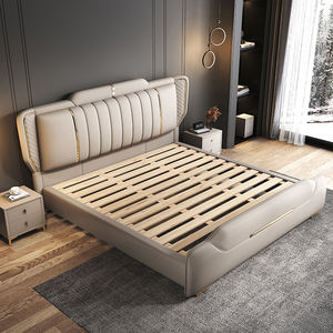 Base de Cama Económica de Diseño Sencillo, Moderna, de Cuero, Muebles de Dormitorio Populares, Cama King de Madera de 1.8m con Almacenamiento para el Hogar - Product Image 4
