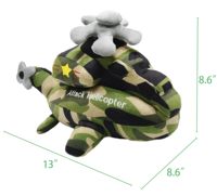 Jouet en peluche hélicoptère d'attaque camouflage, jouet militaire pour chiens et chats de 33 cm