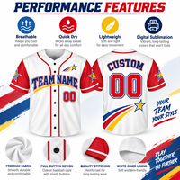 Seragam Bisbol Berkualitas Tinggi Cepat Kering Tahan Lama dengan Kancing, Jersey Bisbol Custom Berbahan Mesh, Kaos Bernapas, Softball Heat-Transfer