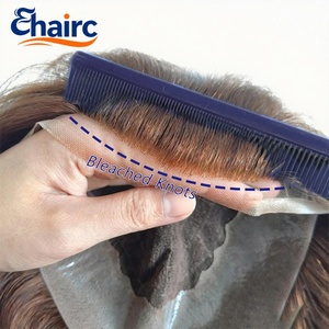 Pelucas de <span class=keywords><strong>Cabello</strong></span> Humano con Base de PU y Encaje Suizo para Mujeres Blancas, Largas de 14-20 Pulgadas, Prótesis Capilares Transpirables - Product Image 2