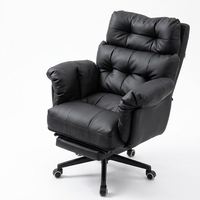 Chaise de bureau exécutive rembourrée pivotante et coulissante avec repose-pieds en cuir PU et structure métallique pour le bureau à domicile