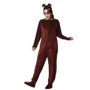 Costume de ours brun pour femmes, avec capuche et couvre-pieds, Cosplay, Halloween, jeu de rôle, combinaison animale pour adultes - Product Image 4