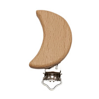 Attache-sucette pour bébé en bois de hêtre écologique, motif animal de dessin animé, avec chaîne anti-perte