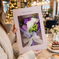 Bouquet de fleurs de savon éternelles préservées, rose et œillet parfumés, coffret cadeau pour la Fête des Mères, la Saint-Valentin, l'anniversaire, décoration