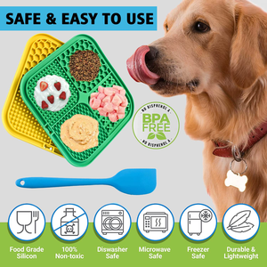 Alfombrilla de silicona para lamer para perros y gatos, 4 en 1, de grado alimenticio, comedero lento para perros con espátula y cepillo, alfombrilla para lamer para mascotas para aliviar la ansiedad - Product Image 3