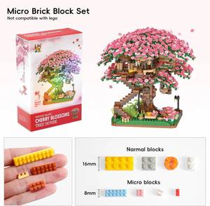 2008 Piezas Mini Micro Ladrillos Casa Árbol de Sakura Bloques de Construcción Set Flor de Cerezo Juguetes DIY para Ensamblar - Product Image 2