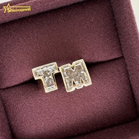 Feiner Schmuck 10K Gold Doppel-Initialen-Ring Labor-Gezüchteter Diamant Maßgefertigter Zwei-Buchstaben-Ring Personalisiertes Paar-Schmuckgeschenk