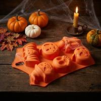 Moule en silicone à 6 cavités pour Halloween, formes 3D fantôme, chauve-souris, citrouille pour la cuisson, le chocolat et la cire fondue