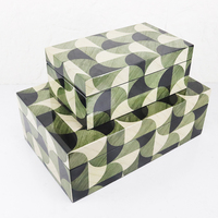 Boîte à bijoux en bois MDF Tuohuangniu, motif géométrique vert brillant, décoration pour la maison/le bureau/l'hôtel/l'appartement, présentoir de table