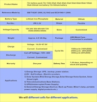 Batterie 72v 15Ah 20ah 60ah 80ah 100ah Batterie 18650 Batterie Lithium-ion avec prix d'usine de vente directe