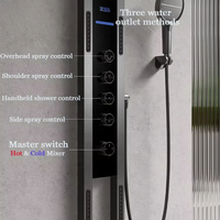 Nouvel arrivage 2026 : Ensemble de douche cascade noir multifonction avec panneau de douche spa à jets massants et LED
