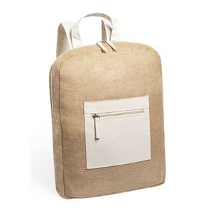 Sac à dos scolaire en lin, jute et coton personnalisé avec logo pour l'école, le camping en plein air, la randonnée et les voyages - Product Image 4