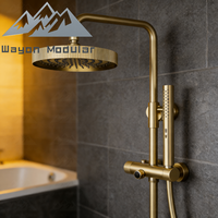 Sistema de Ducha de Alta Presión con Cabezal de Ducha Tipo Lluvia y Mezclador, Cromado en Oro, para Baño, Marca Wayon