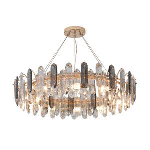 Décoration nordique nouveau Design éclairage lustre cercle en cristal de salon led de luxe - Product Image 2