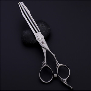 Tijeras de peluquería Klq de 6.0 pulgadas, acero inoxidable 440C, tijeras planas, tijeras de entresacar, mango largo, acabado mate - Product Image 4