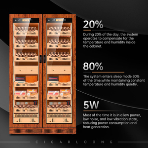 Humidores de cigarros eléctricos 320C, habitación enfriadora, gabinete combinado de vino y cigarro controlado por clima de madera de doble puerta Premium - Product Image 3
